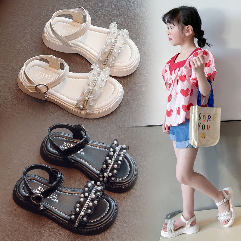 【FREE BOX IMPORT】VF1161 - Sandal Tali Anak Perempuan Mutiara Fashion Import