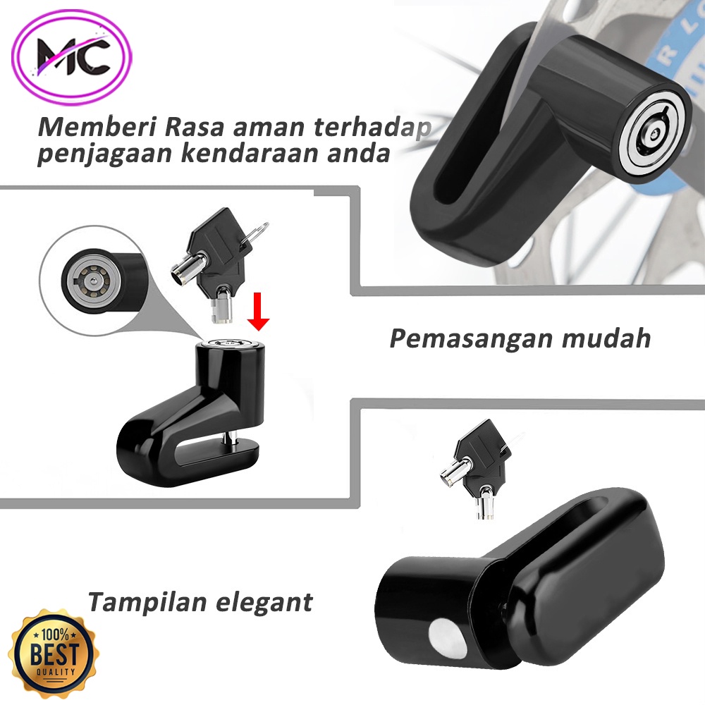 Kunci Gembok Cakram Motor Universal Anti Maling Original Gembok Rem Sepeda Anti Air Anti Karat