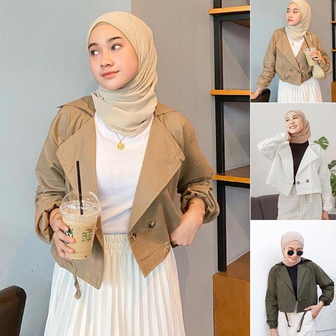 SIAP KIRIM BLAZER WANITA KOREA CROP MURAH - ADARA BLAZER LINEN RAMI - OUTER WANITA KARDIGAN FASHION 