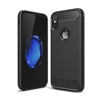 IPAKY Carbon Fiber Shockproof Hybrid Case for Xiaomi Redmi Note 8 - Black