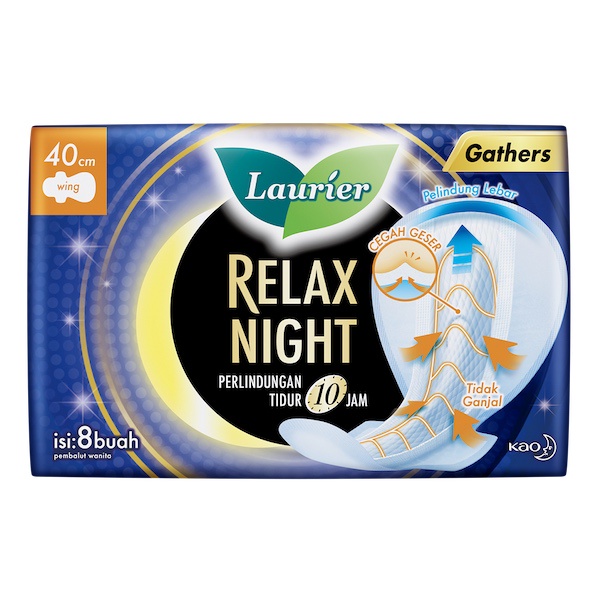 Promo Harga Laurier Relax Night Gathers 40cm 8 pcs - Shopee