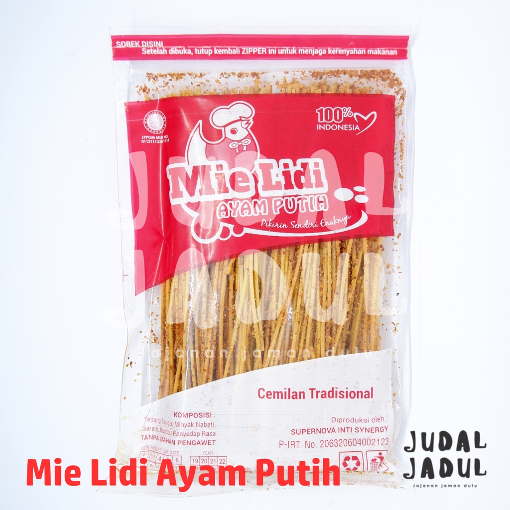 

Mie lidi cap ayam putih / Mie lidi / mie lidi manis / Mie Lidi Pedas & Asin 80gr By JudalJadul