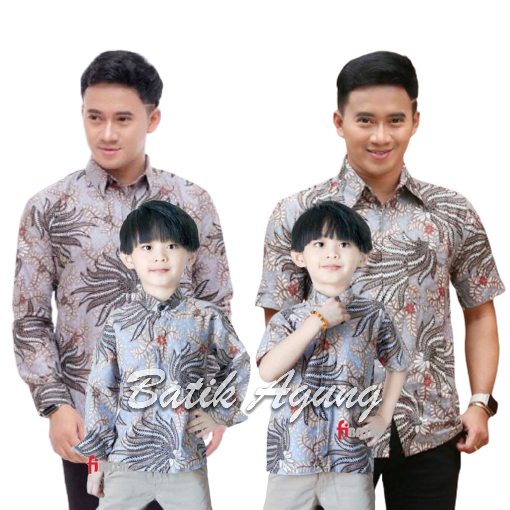 Seragam Baju Couple Batik Sogan Sarimbit Keluarga Set Family Ayah Anak Cowo Modern Terbaru