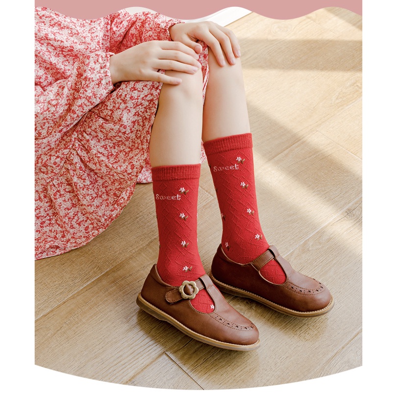 babyfit 3in1 premium knit CHERRY GARDEN kaos kaki anak perempuan long socks import ml-0317