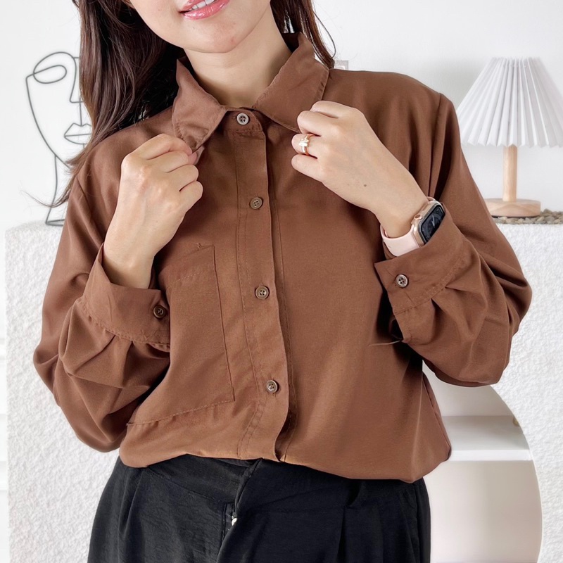 BEFAST - ZEC BLOUSE NONA / Mihoko Oversize Blouse / Pakaian Polos Formal Wanita / Atasan Wanita lengan Panjang / Fashion Kekinian Remaja ABG / Blouse Kerja Wanita Casual / Outfit Wanita Hijab Style / Blouse Bisa Di Jadikan Outer