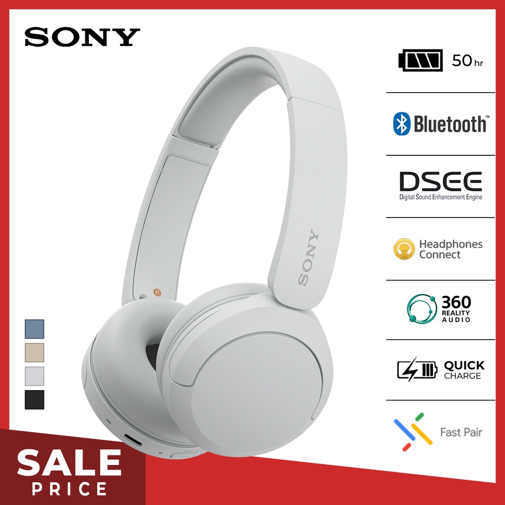 Sony Headphone Nirkabel WH-CH520 - White