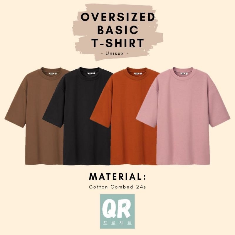 KAOS POLOS OVERSIZE PRIA & WANITA COTTON COMBED 24s BAJU BIG SIZE KOREAN STYLE TSHIRT OVERSIZED TERM