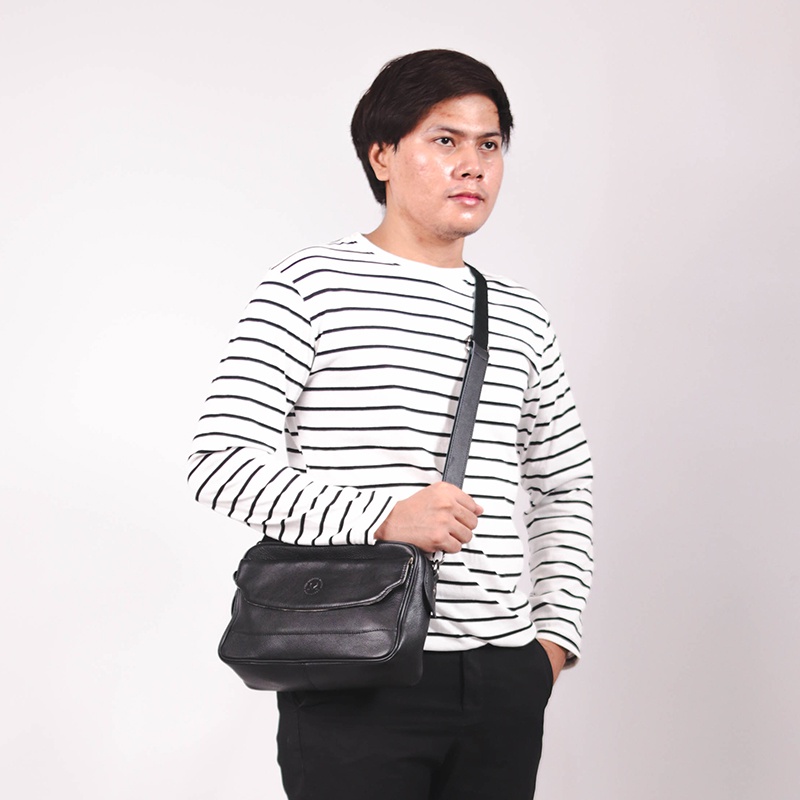 Tas Pouch/Doppkit/Slingbag Kulit Asli DANISH by BULL.LTHR (Adjustable)