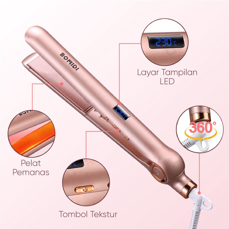 BOMIDI Hair Straightener HS1 Catokan Rambut Pelurus Curly Catok Iron