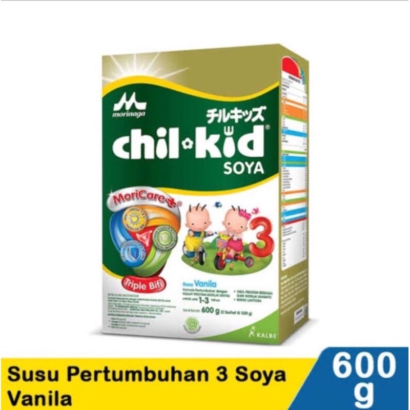 Chil Kid Soya Vanila 600g/Morinaga Chil Kid Soya Kemasan Baru/Chil Kid Soya Vanila 600 g Susu Pertum
