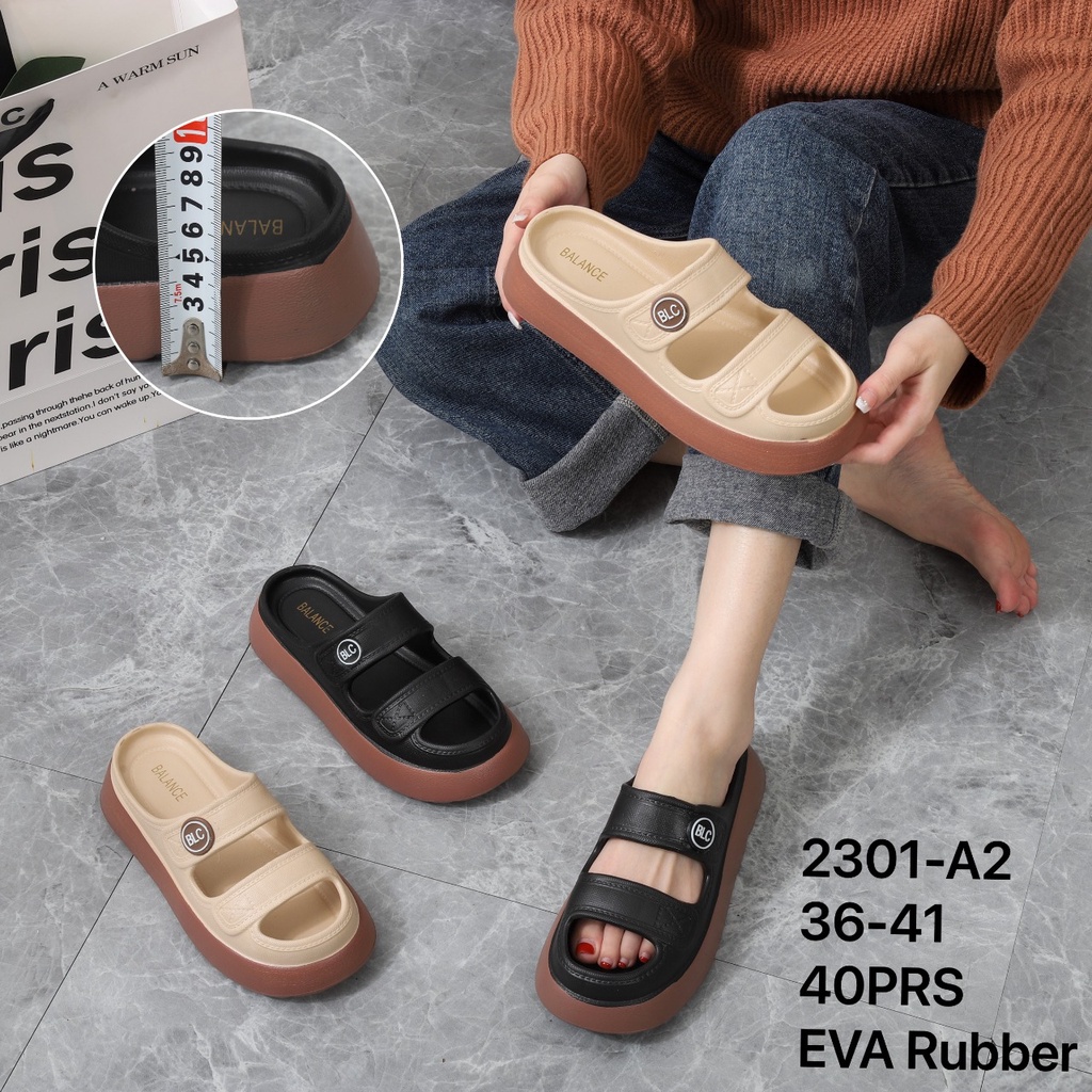 Sandal Selop Wedges Wanita Karet Jelly Import Strap