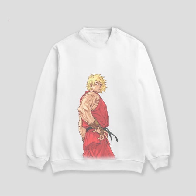 Sweater Street Fighter Ken Crewneck Sweatshirt Bahan Katun Casual Unisex Cotton Fleece [READY STOCK 