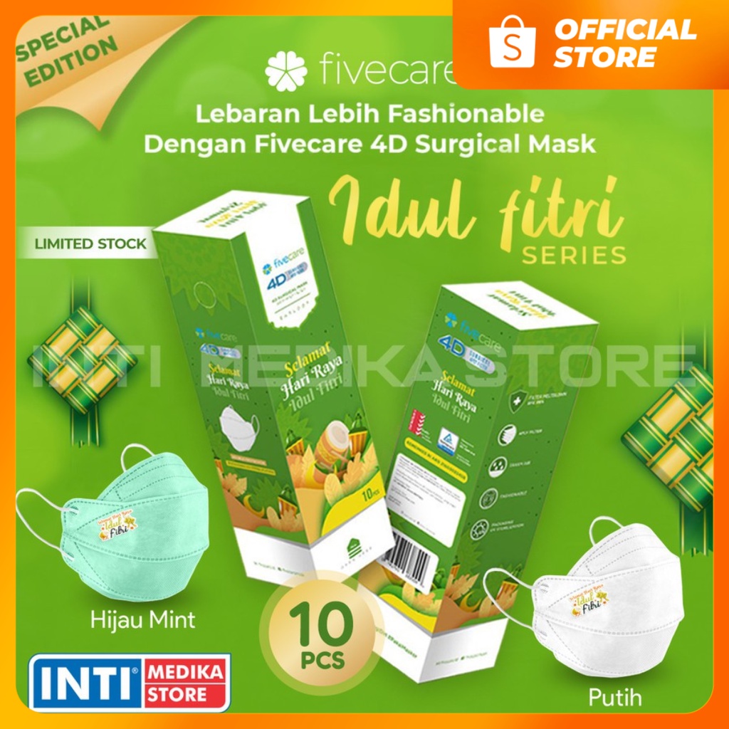 FIVECARE - Masker 4D Surgical 4 Ply Edisi IDUL FITRI | Masker Medis