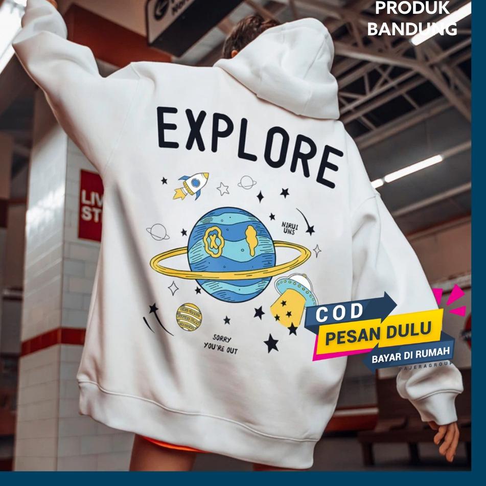 TERBARU Sweater Aesthetic Wanita Hoodie Original Premium EXPLORE Hoddie Cewek Cowok XXL Switer Korea