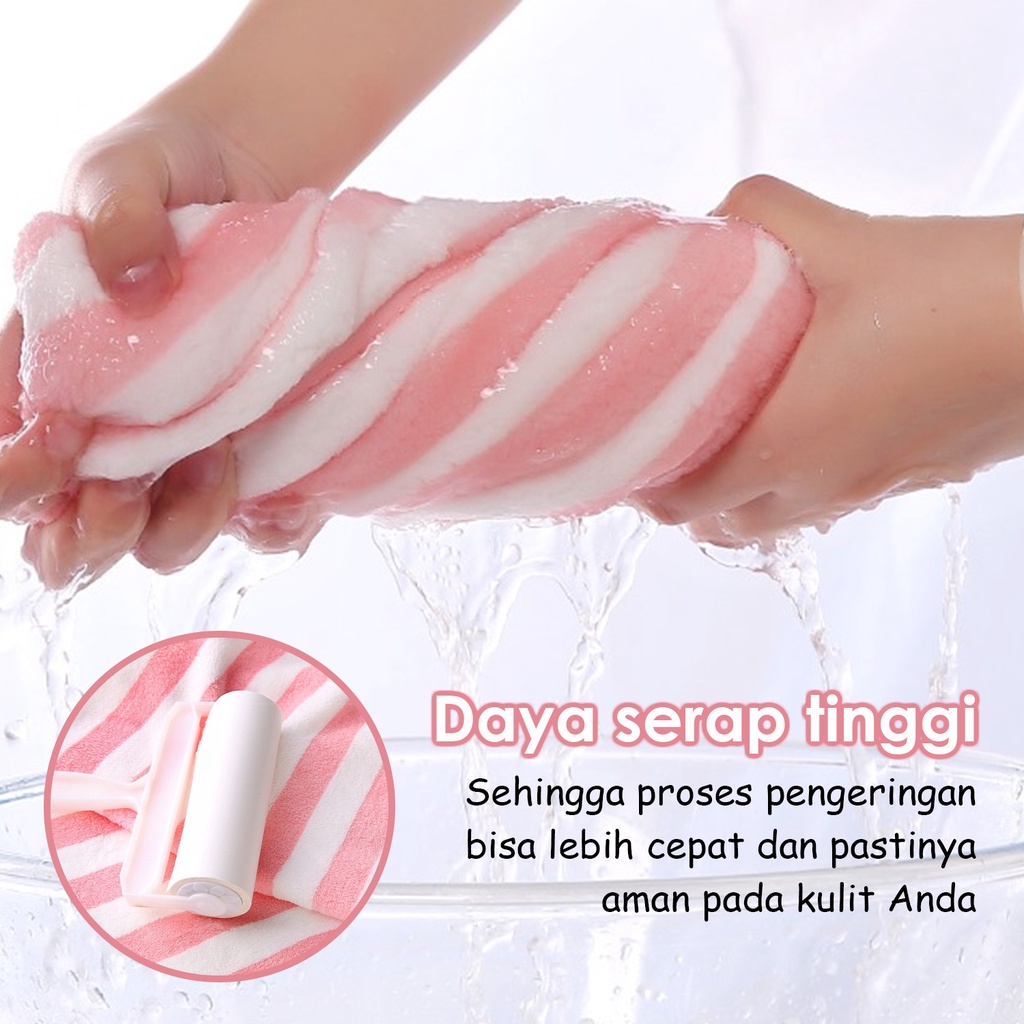 Handuk Mandi Pria Wanita Dewasa Motif Strip Ukuran 70cm x 140cm Dan 50cm x 100cm Handuk Microfiber Tebal Bulu Lembut High Quality J2A2