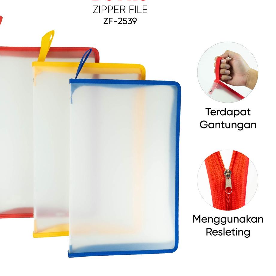 

✨MEN SALE✨ Zipper File Map Plastik Resleting Joyko ZF-2539 F4 - Merah 