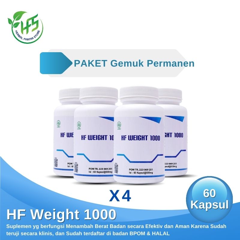 HF - PAKET 4 PCS Weight 1000 Suplemen Penggemuk Badan Mass Gainer 60 Kapsul