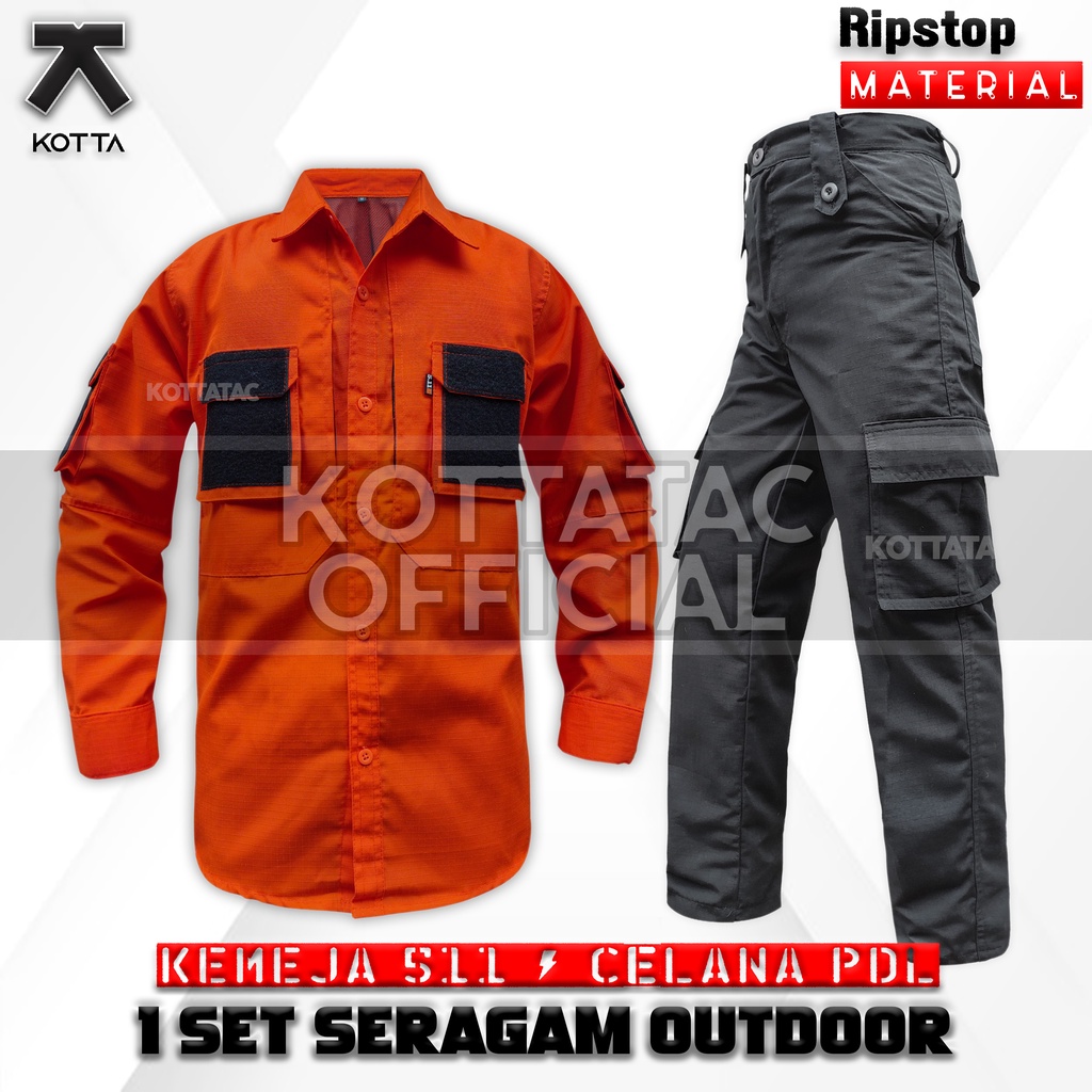 SATU SET SETELAN KEMEJA TACTICAL CELANA OREN PDL TIM SAR BASARNAS BPBD - CELANA TACTICAL ORANGE - KEMEJA PDL ORANGE