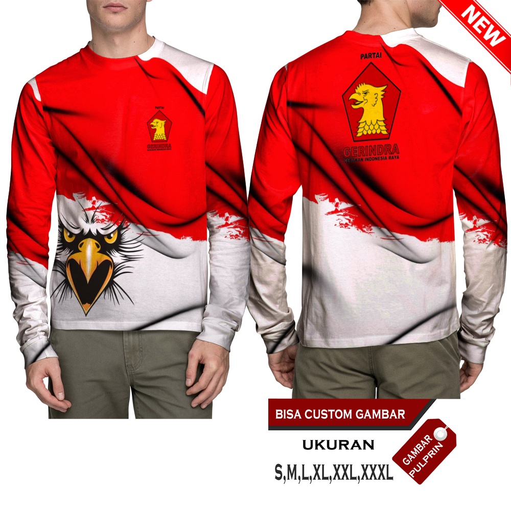 KAOS BAJU PARTAI GERINDRA GERAKAN INDONESIA RAYA GARUDA TERBARU 3D Jersey Kaos Pria/Kaos Wanita/Kaos