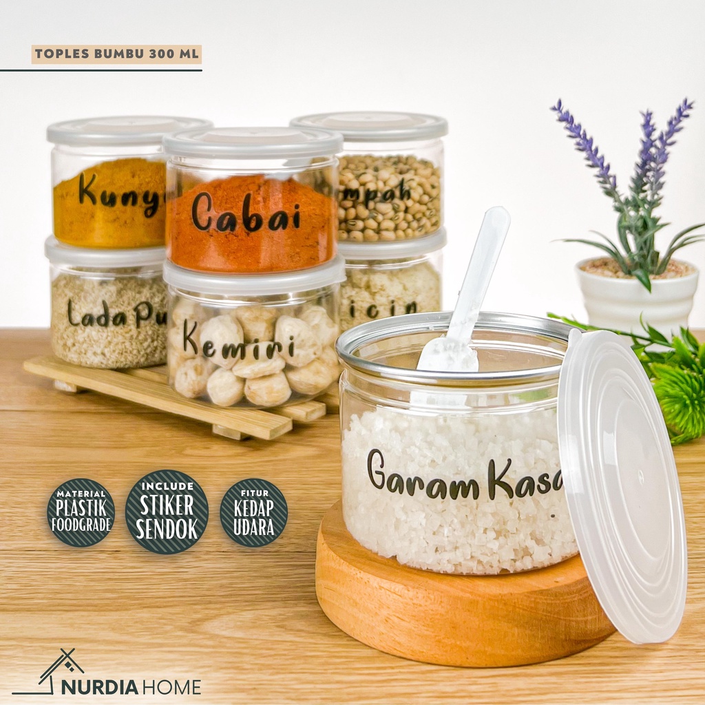 Toples Bumbu Dapur 300 ml Nurdia Home (Tempat bumbu dapur / Wadah bumbu / Botol Bumbu) - J02