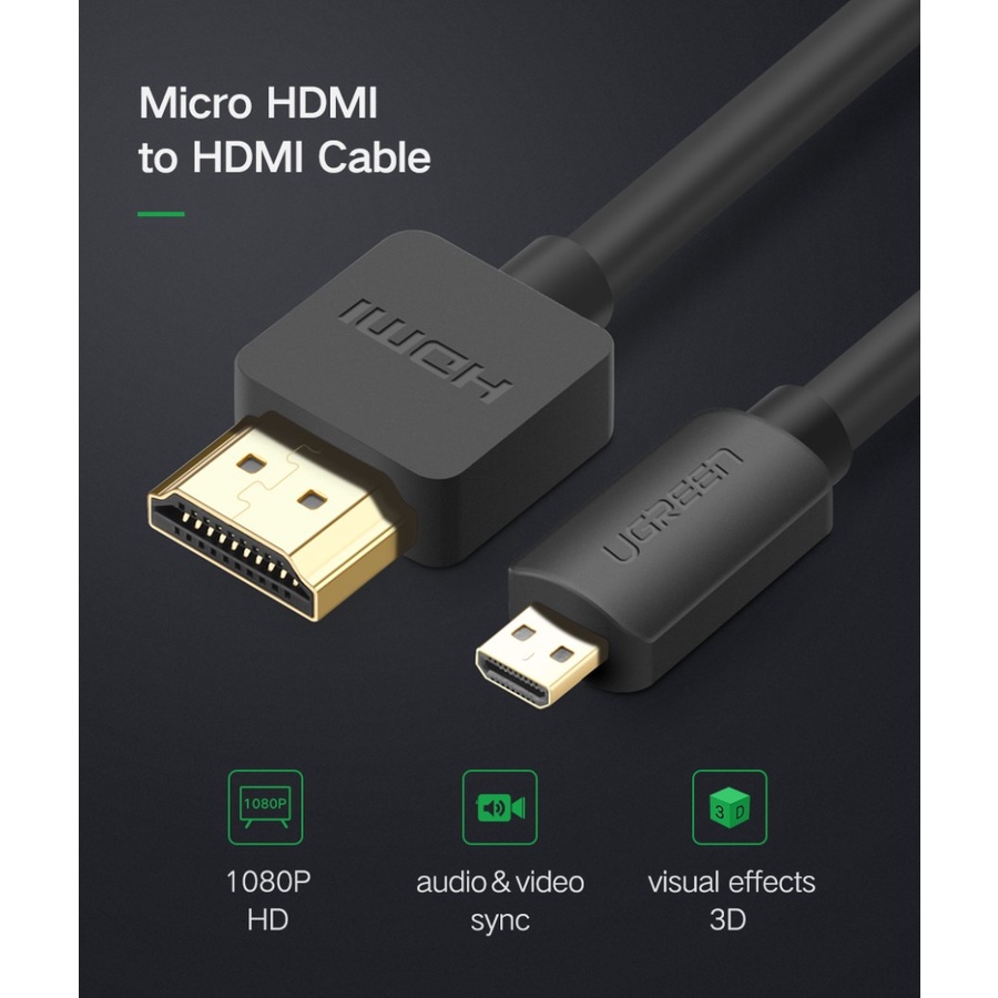 Kabel UGreen Micro HDMI Male to HDMI Male 2.0 1 Meter (30148)