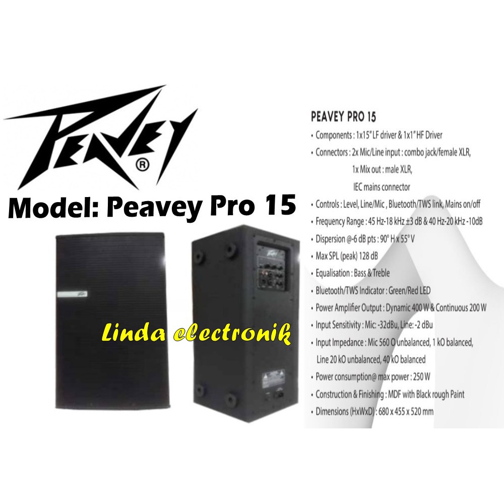 speaker aktif peavey pro 15 pro15 15 inch 2 buah blutooth garansi original