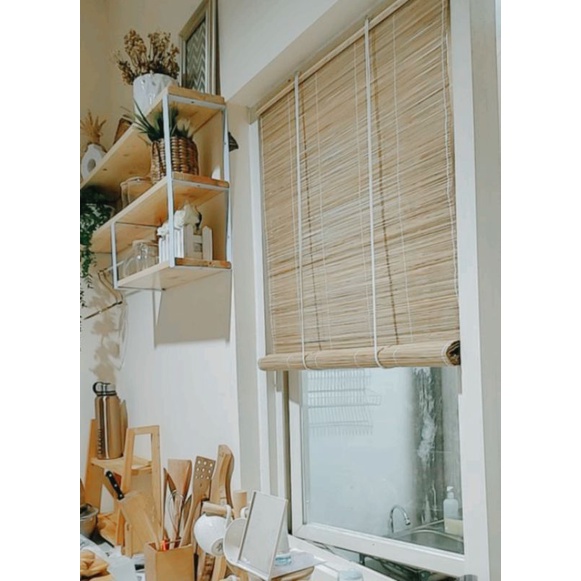 Krey / tirai bambu dekorasi jendela kamar ukuran 60cm X 100cm warna natural