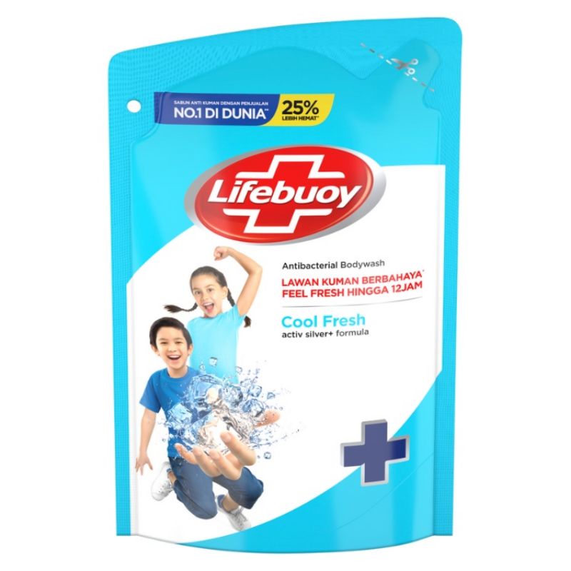 lifebuoy sabun mandi cair refill blue cool fresh 450/400 ml