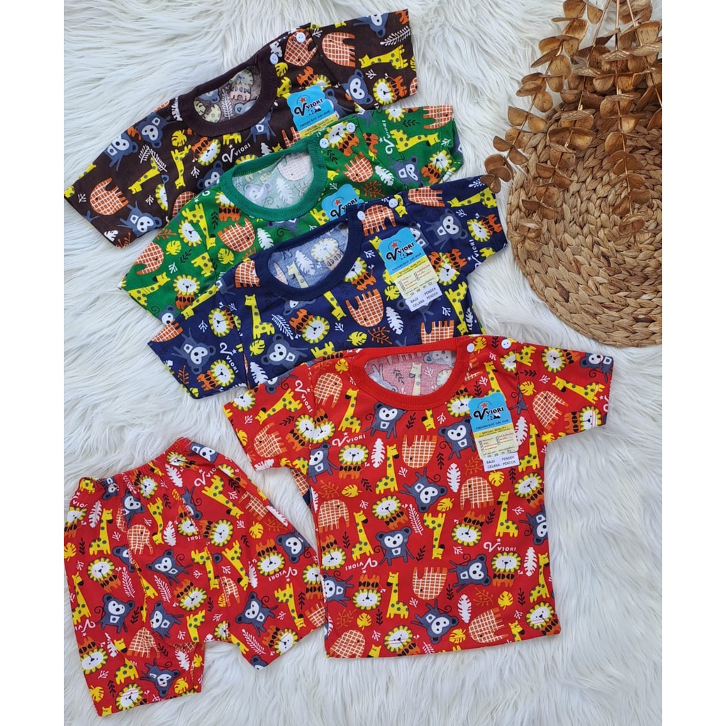 stelan baju bayi laki laki perempuan lucu murah motif printing monkey PENDEK 3-18 bulan