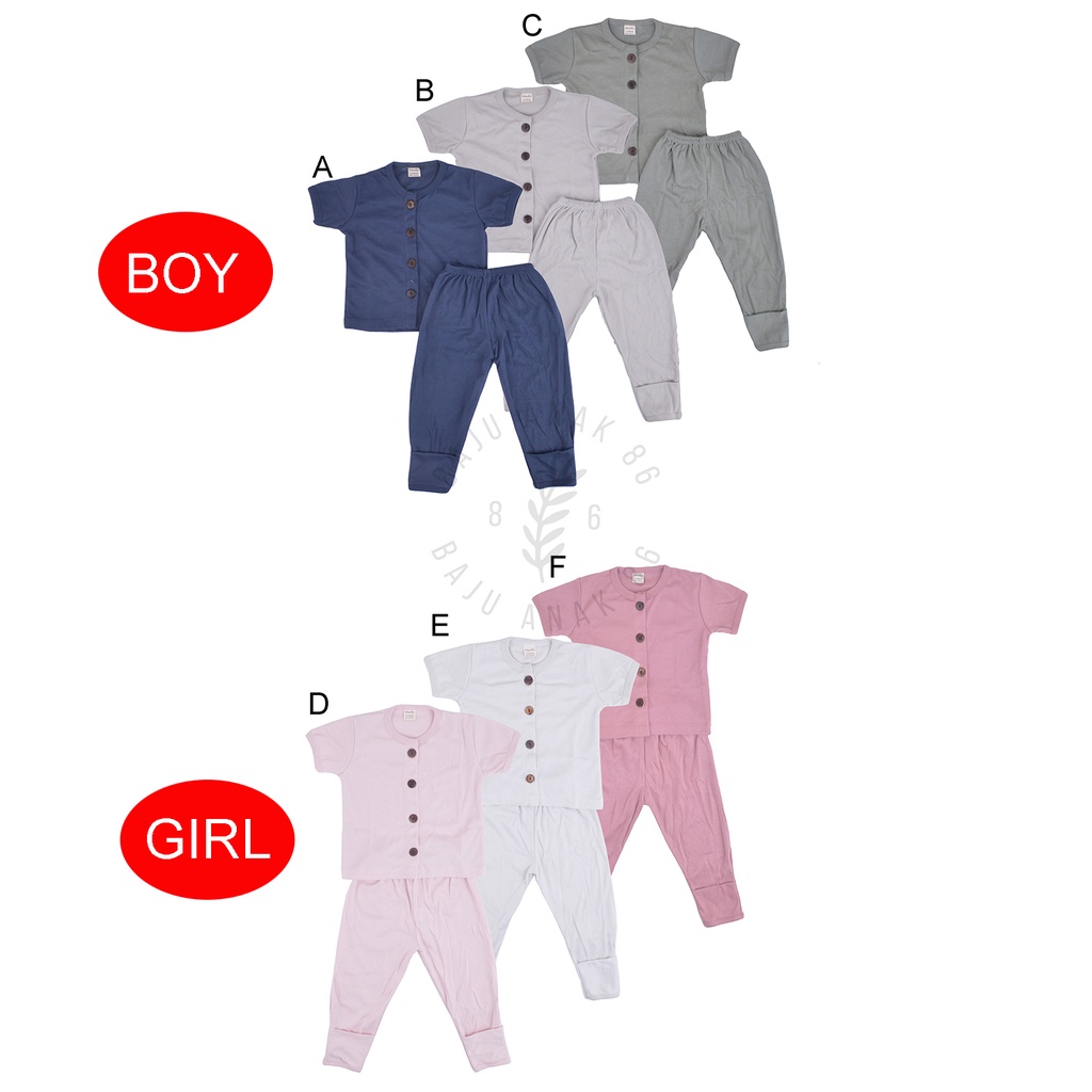 Piyama Bayi / Anak Winteku Setelan Kancing Baju Lengan Pendek Dan Celana Panjang - 022.4576