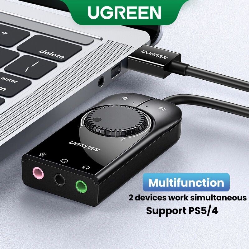 UGREEN Soundcard Eksternal Audio Adapter USB A To Jack 3.5Mm Stereo Adapter For PC Laptop PS4 PS5