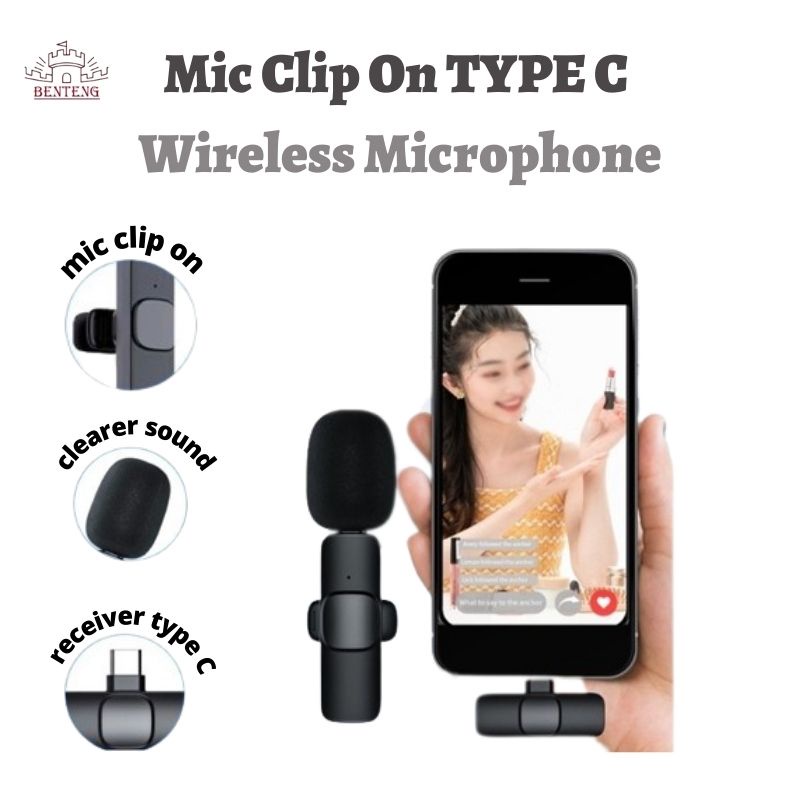 KT10 - Microfon Nirkabel Portabel Rekaman Wireless Microphone Clip ON