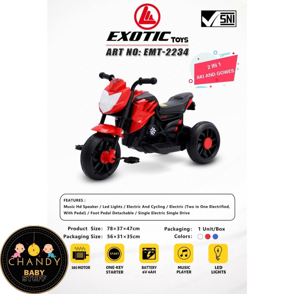 SEPEDA ANAK EXOTIC EMT 2234 ( 2IN1 ) BISA PAKAI AKI DAN GOWES