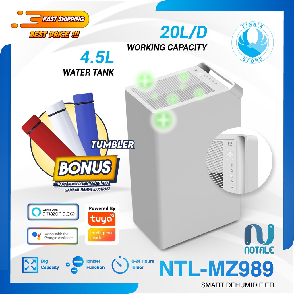 Notale Milzu Smart Dehumidifier 20L/hari Humidity Dryer - Serap Kelembapan