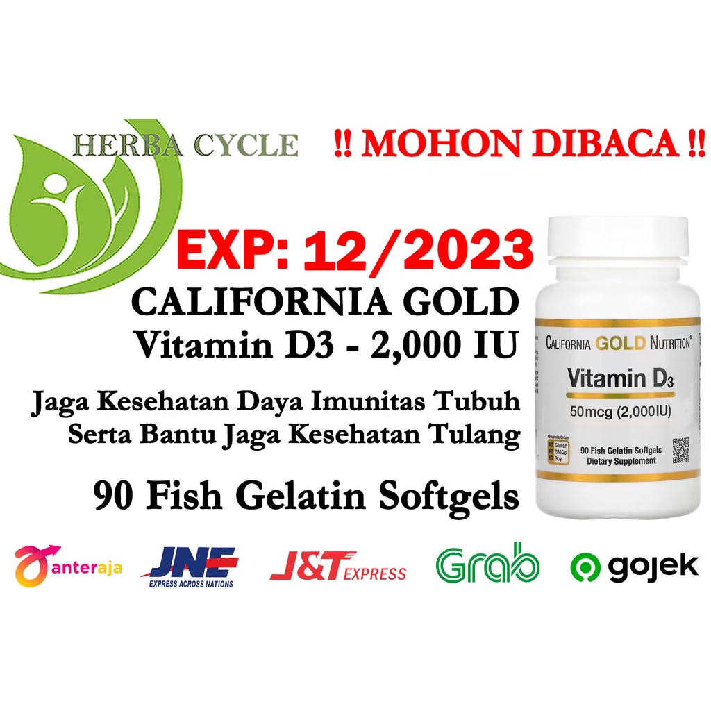 California Gold Nutrition Vitamin D3 50 mcg 2000 IU 90 Softgels CGN Vit D3 ORI USA