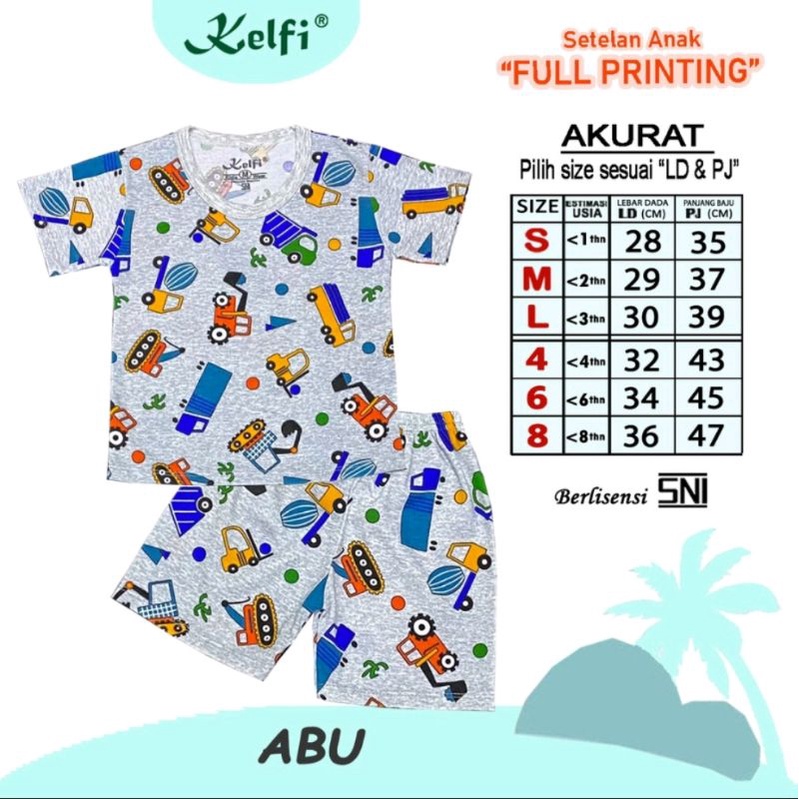 Setelan Anak Full Print Lengan Pendek Celana Pendek SNI SETELAN KELFI