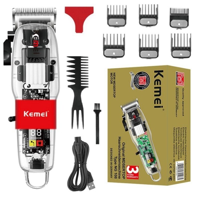 MESIN CUKUR RAMBUT BARBER TRANSPARAN HAIR CLIPPER KEMEI NG 108
