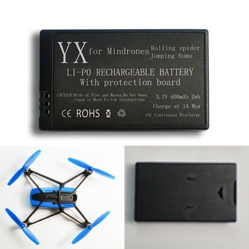 YX Battery for Parrot Mini Drone 3.7V 600mAh 2Wh - Black