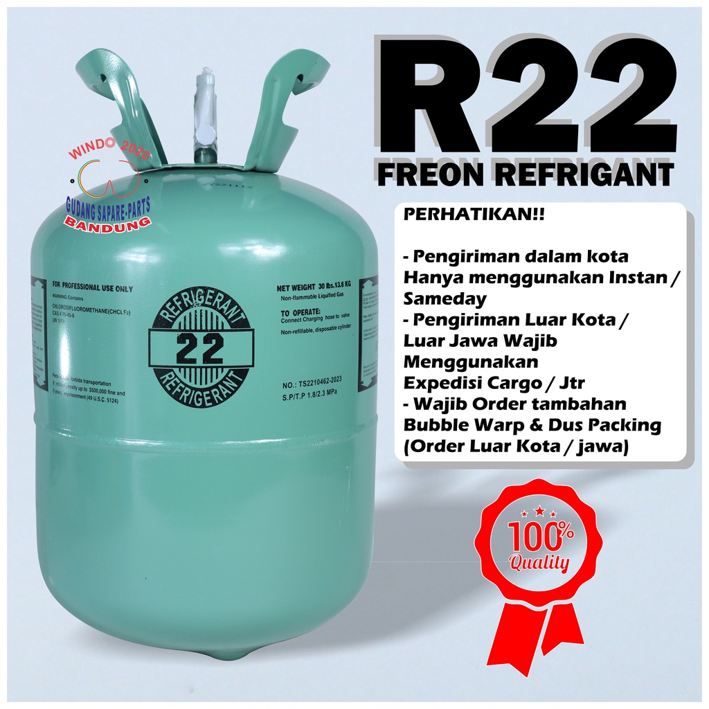 REFRIGANT  R 22 TABUNG 13.6 KG | PREON ORIGINAL SEGEL | FREON AC R22