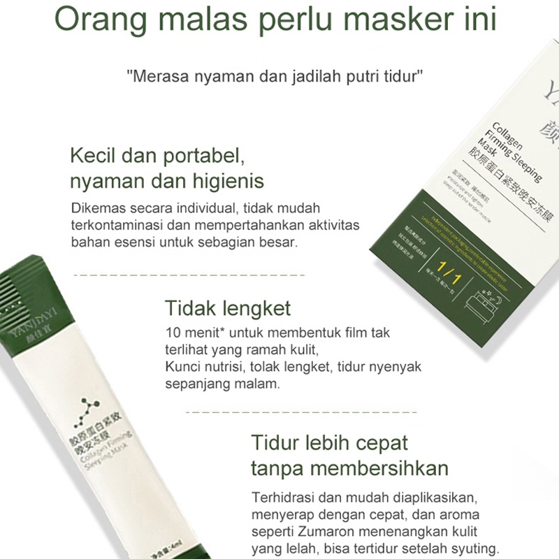 Masker Wajah Masker Pemutih Qajah 20 Pcs/Kotak Masker Pemutih Masker Kolagen Sleeping Mask Pemutih Anti-Kerut Mengencangkan  Mencerahkan Kulit Perawatan Kulit