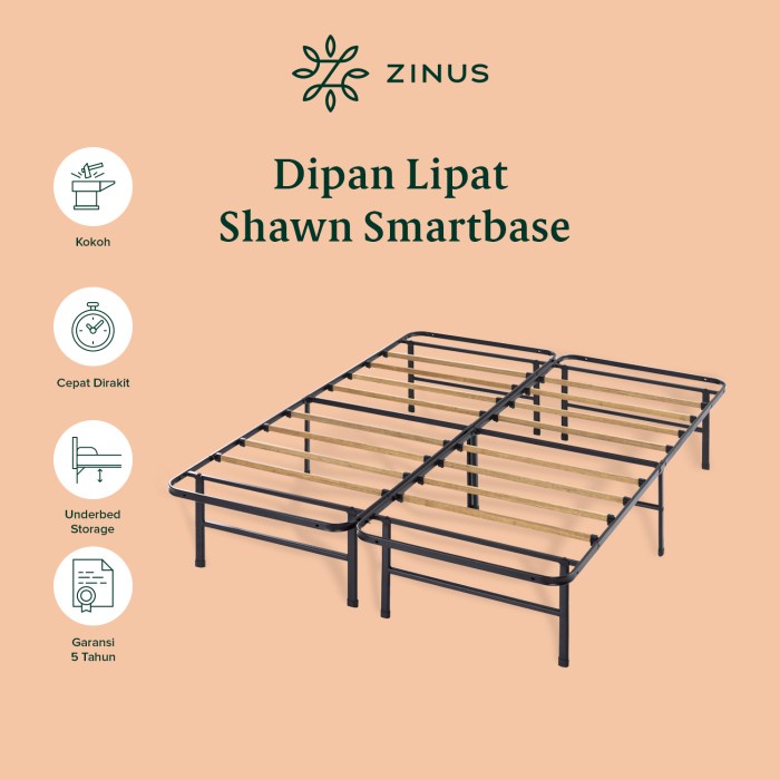 Tempat Tempat Tidur Lipat Zinus Shawn Smartbase Besi No Assembly Bed In A Box
