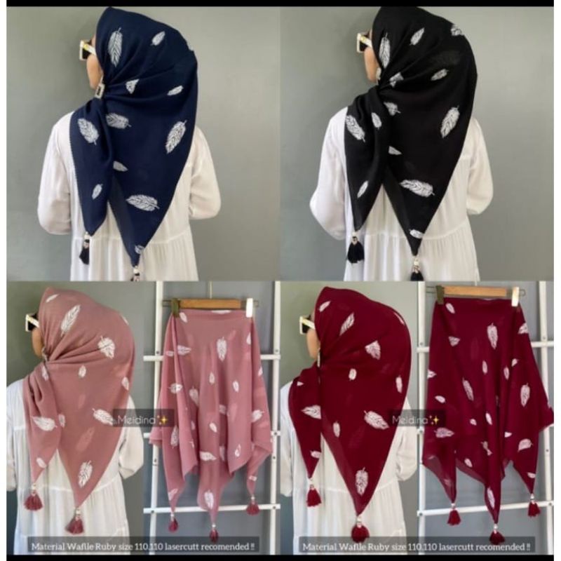 SEGI EMPAT BANDUL BAHAN WAFFLE RUBY/ POTTON STAR UK 115*115 CM HIJAB VIRAL TERBEST SELLER