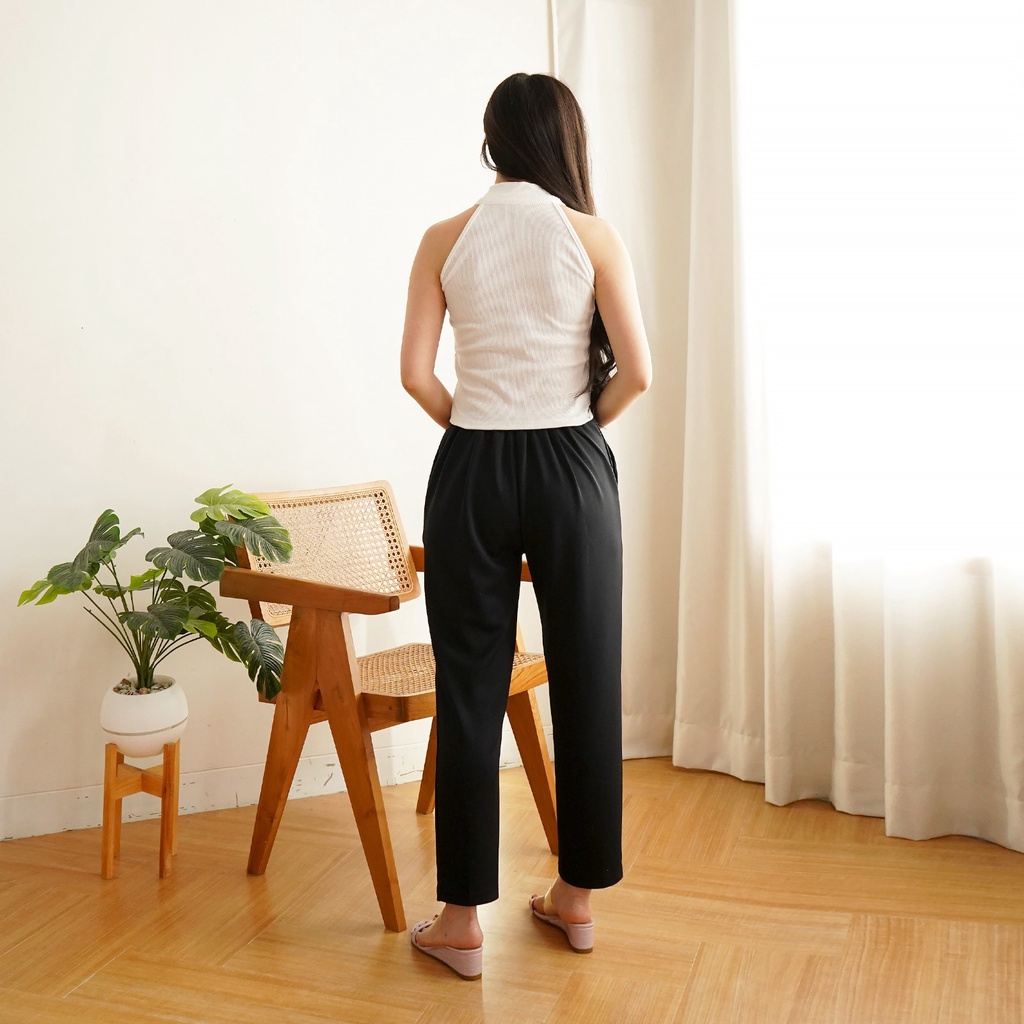 Korean Turtle Neck Tanktop Polos Rib Knit Wanita 203