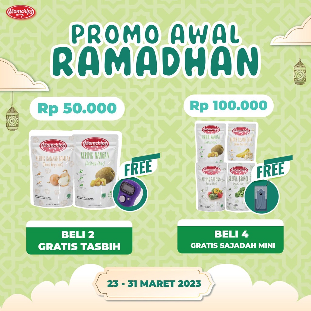 

Momchips Paket Hemat FREE GIFT Tasbih dan sajadah