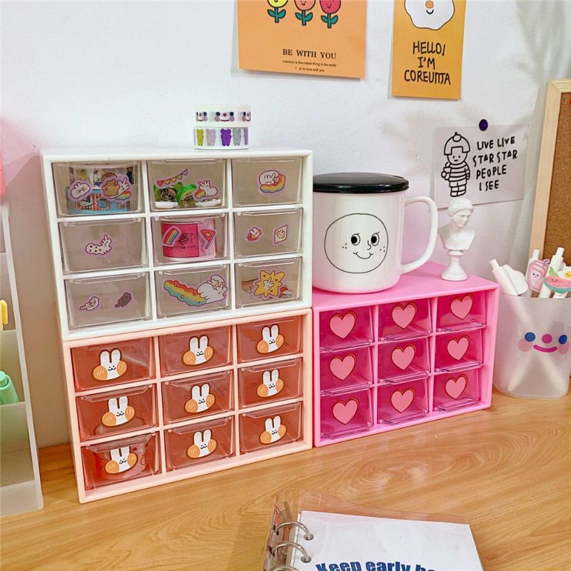 JMall Rak Mini 9 Laci / Kotak Penyimpanan / Tempat Asesoris Mini 9 Sekat Aesthetic / Kotak Laci Perh