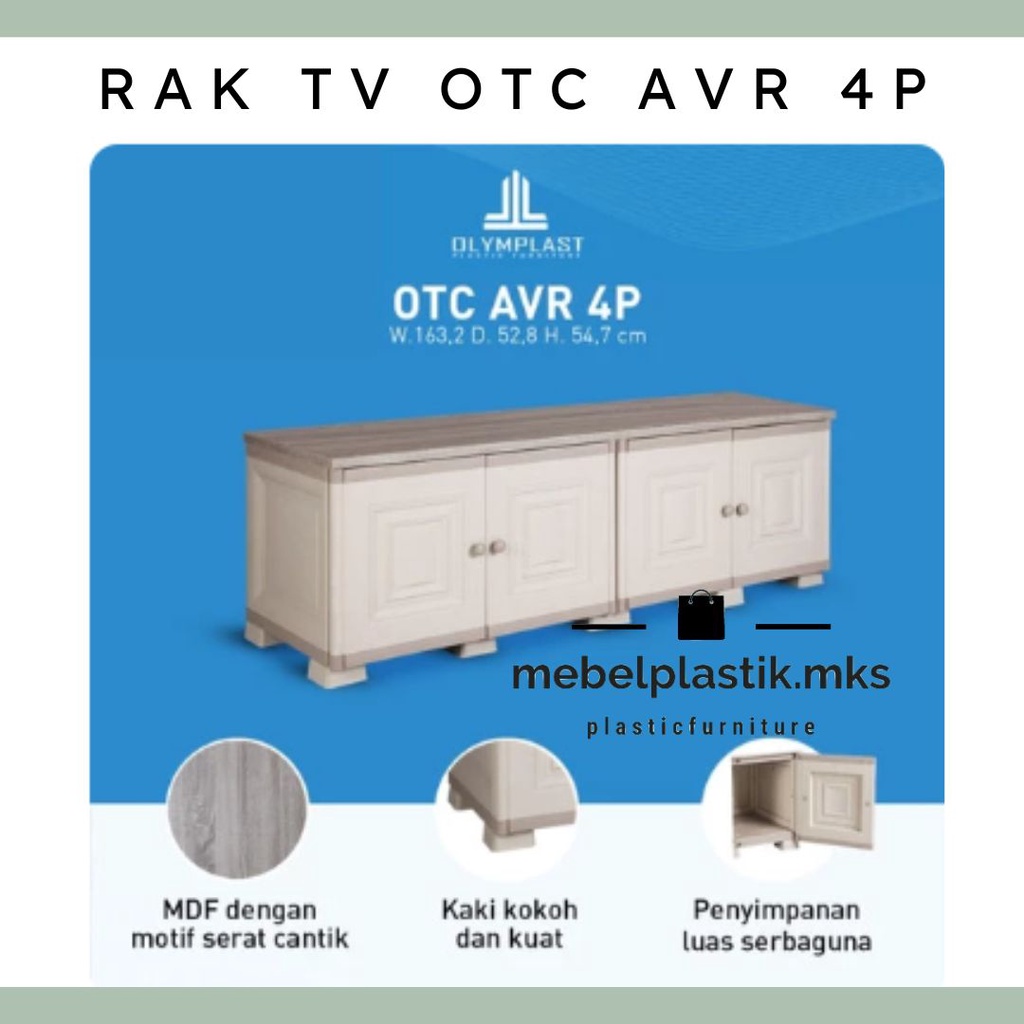 Rak TV Olymplast OTC AVR 4P Lemari Meja TV Nakas Bufet Plastik 4 Pintu