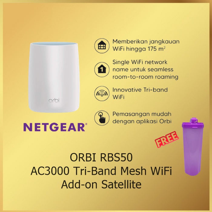 NETGEAR RBS50 Orbi Tri Band Mesh WiFi Satellite Certified Renew