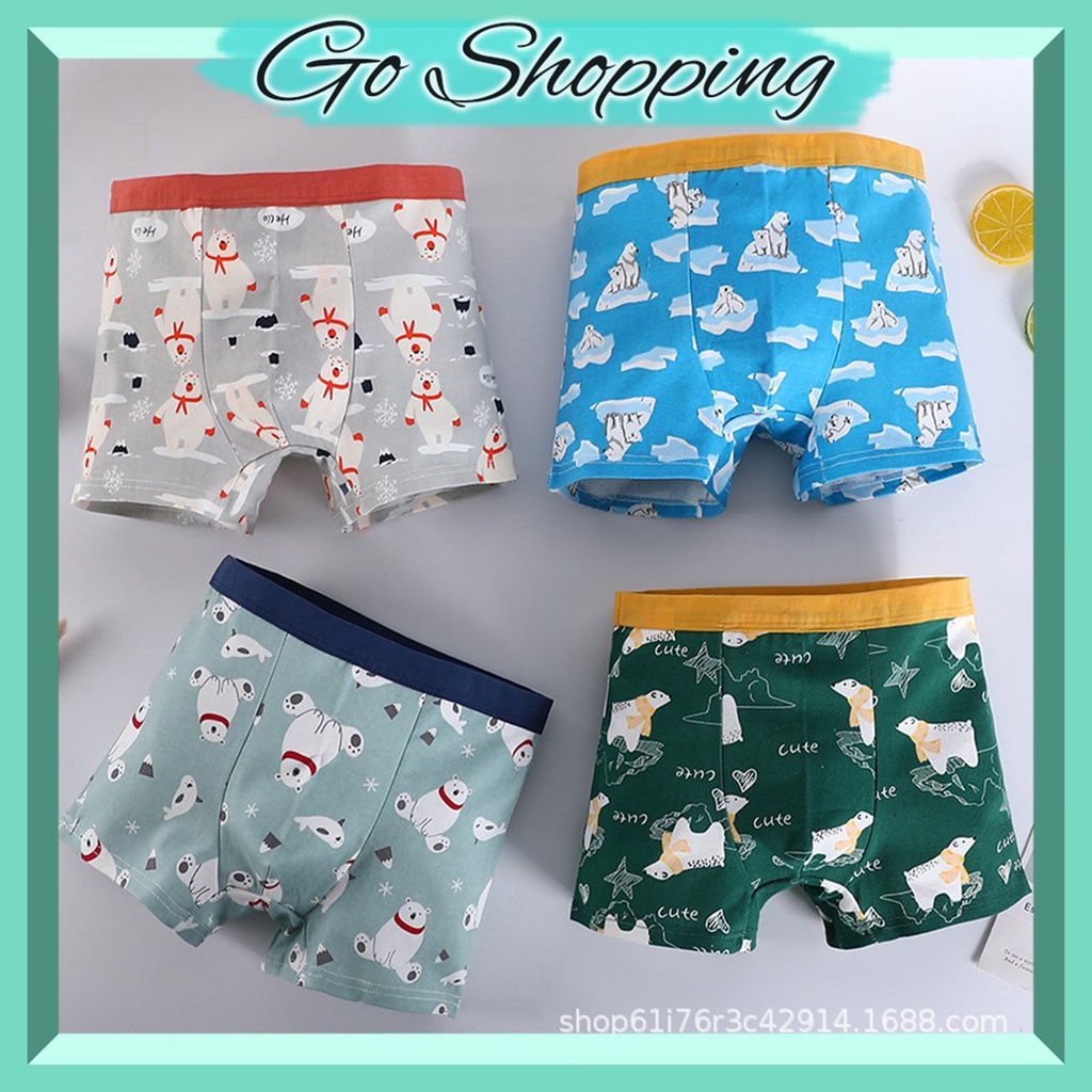 GO!BX1072 Boxer Anak laki-laki Celana dalam CD katun Motif Kartun Lucu