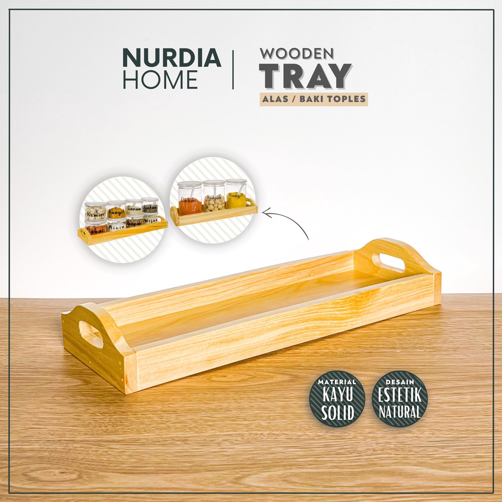 Nampan Baki Alas Kayu (Wooden Tray by Nurdia Home) Wadah / Tatakan toples / Rak dapur - WT01