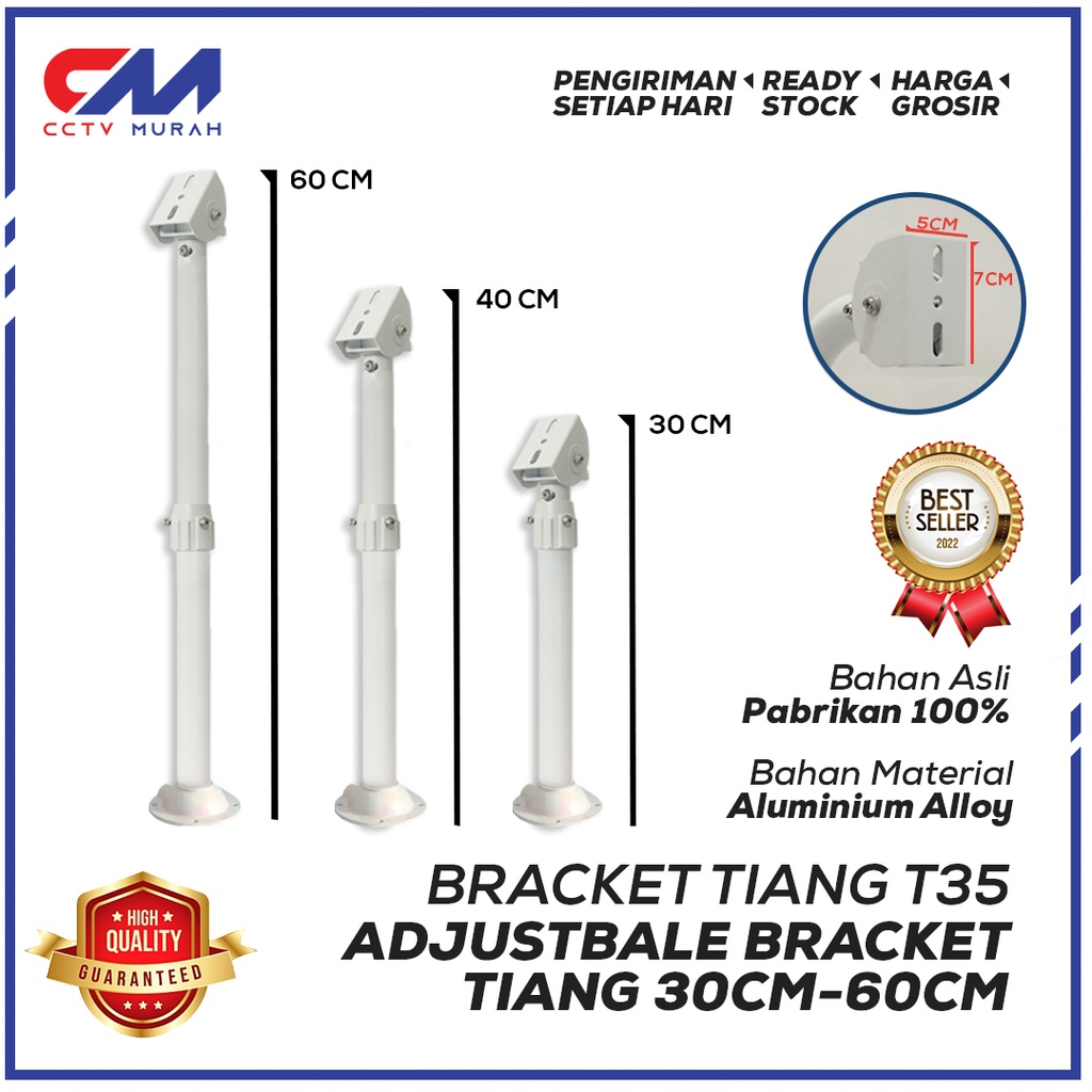 Adjustable Bracket Tiang T CCTV Outdoor, Ukuran 30 cm - 60 cm